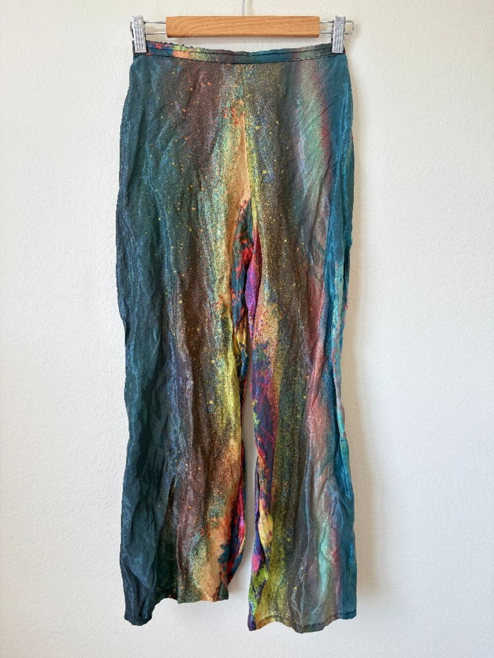 Bryn Walker Nebula Print Pants Women's XXS Multicolor Wide Leg Pull On Made USA
